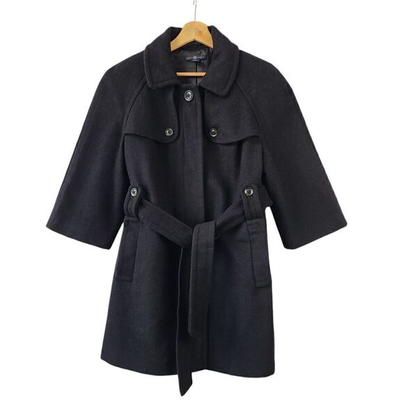 Gap Wool Blend Peacoat Women's M Black Belted 3/4 Sleeve Sailor Retro Button - Picture 8 of 16